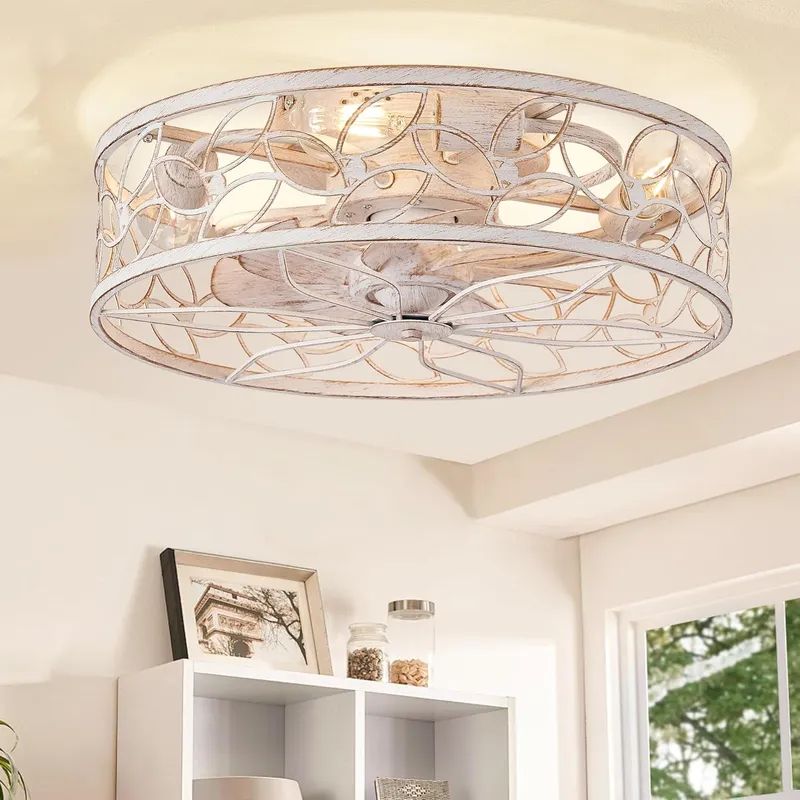 LEDIARY Caged Ceiling Fans with Lights
